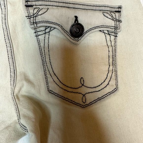 True Religion women's jeans Flare wide leg low rise size 26 western style cream - Picture 9 of 16